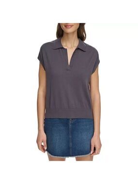 Size XS Ladies DKNY Slate Gray V-Neck Blouse